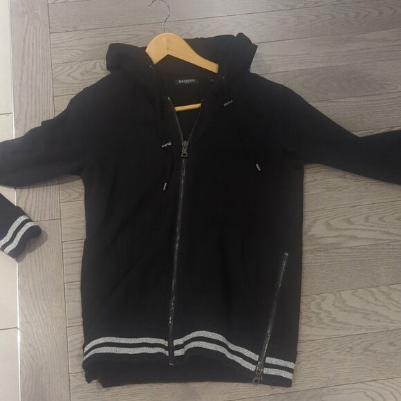 Balmain Unisex Zip Up Hooded SweatShirt Men's XS Or Women's Small - Like New - Picture 4 of 10